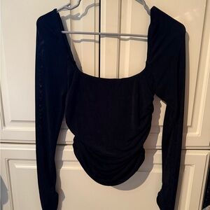 Danielle Guizio Black Square Neck Blouse